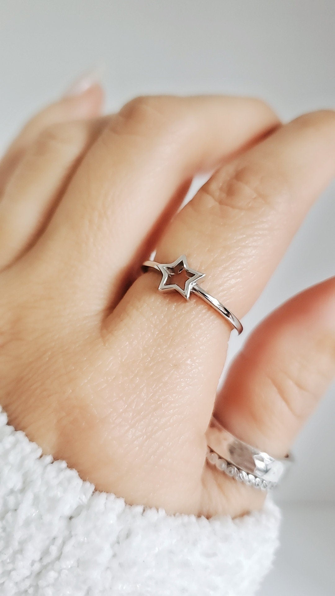 Sterling Silver Shooting Star Ring, Women's Ring, 925 Stamped, Simple Minimalist Star Ring, Five Point Shooting Star Ring, Gift Ideas