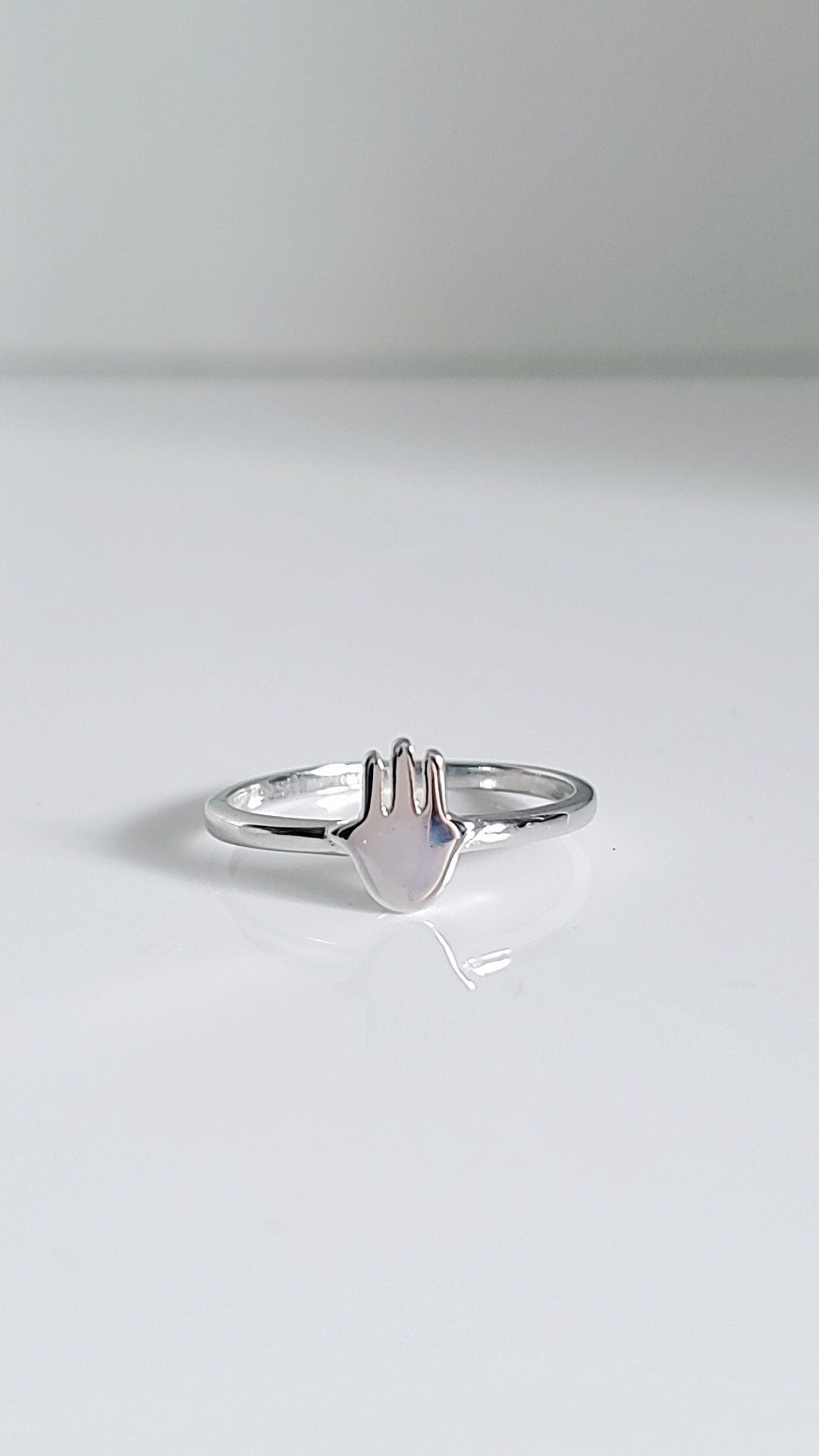 Dainty Sterling Silver Hamsa Ring