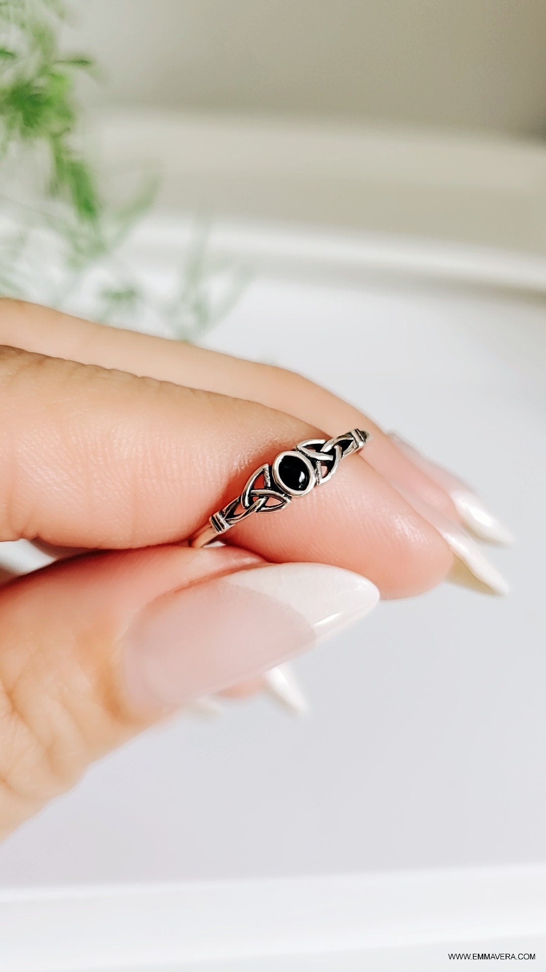 Sterling Silver Black Onyx Celtic Ring