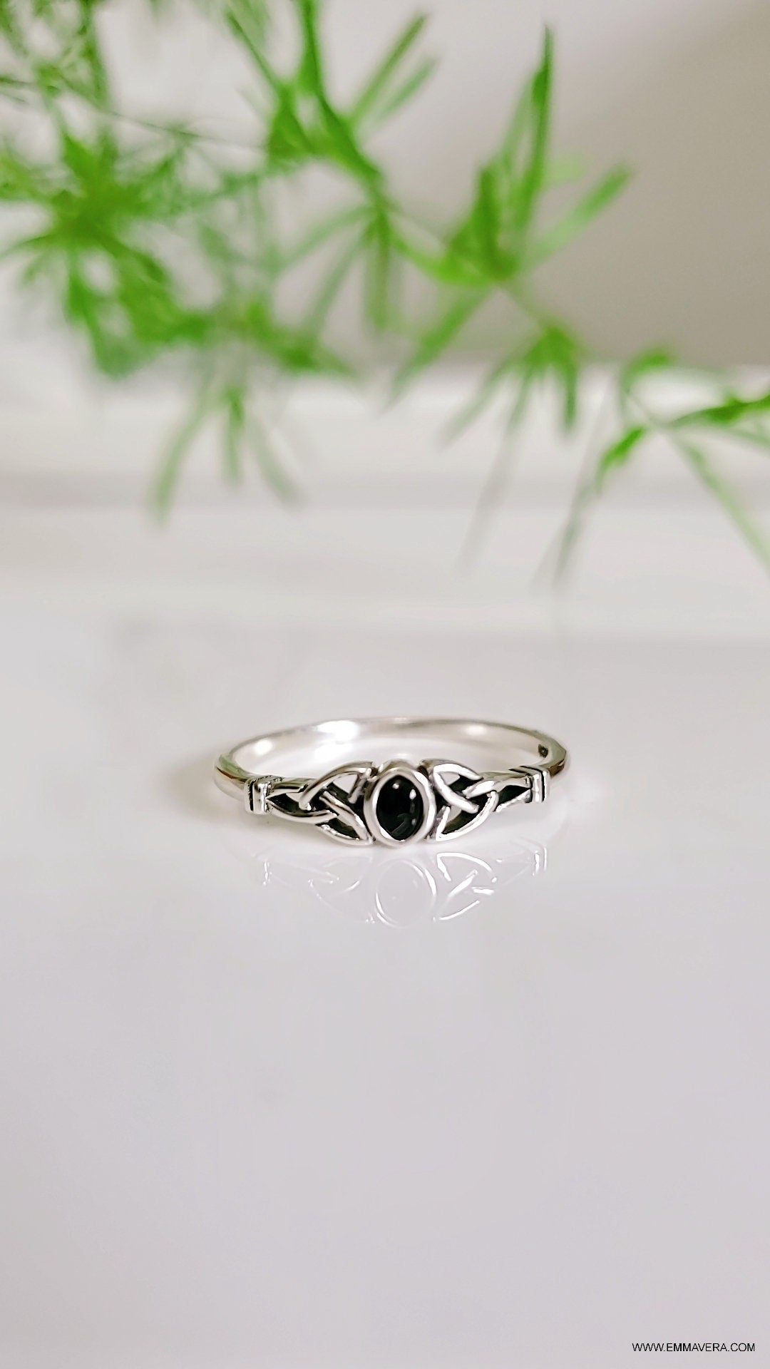 Sterling Silver Black Onyx Celtic Ring