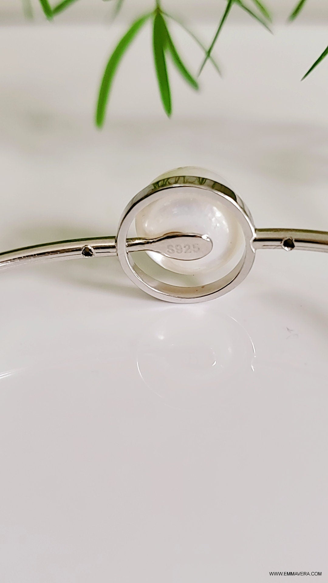 Floating Fresh Water Pearl Bangle – 925 Sterling Silver