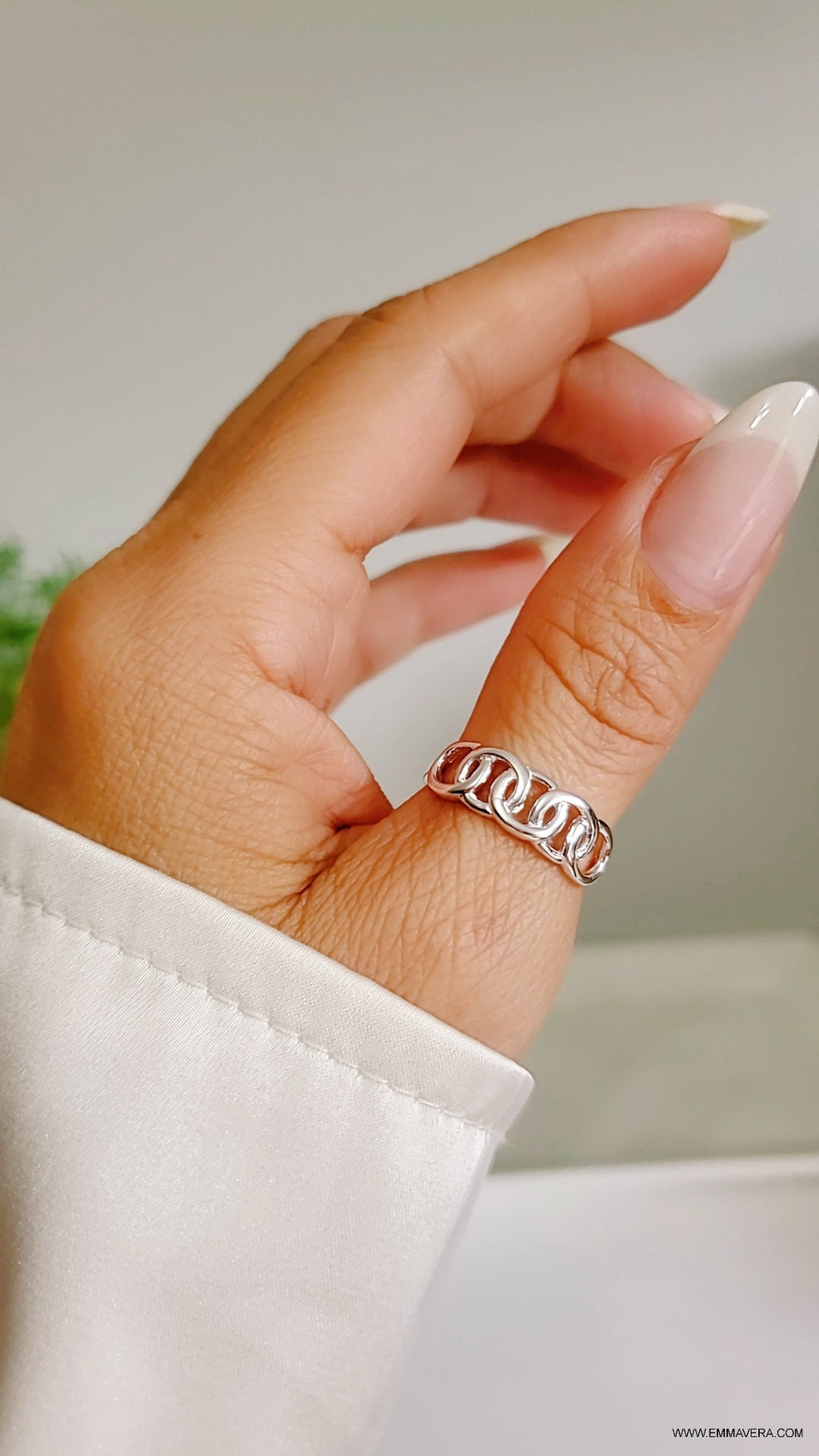 Sterling Silver Chain Link Simple Chain Ring