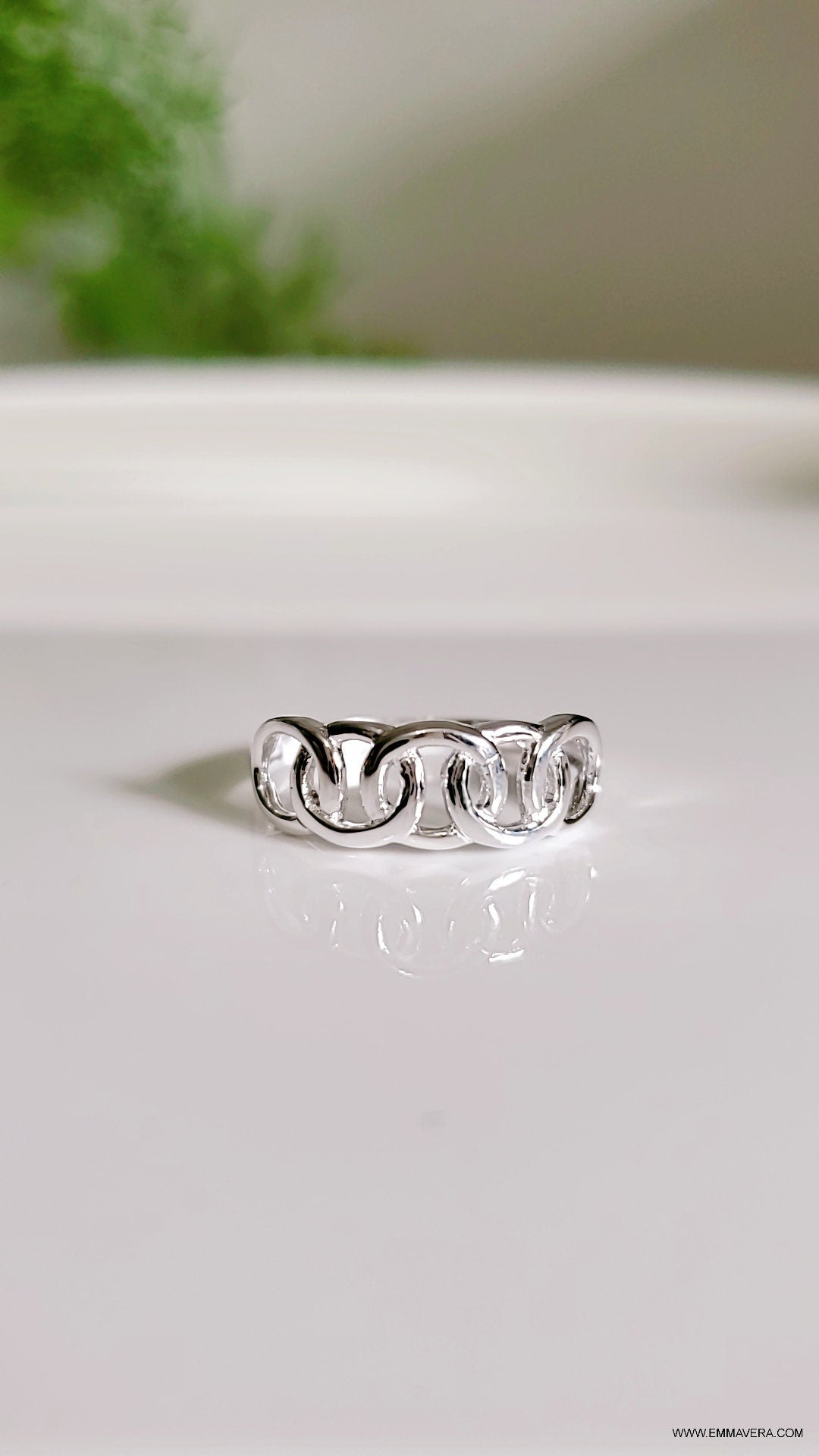 Sterling Silver Chain Link Simple Chain Ring