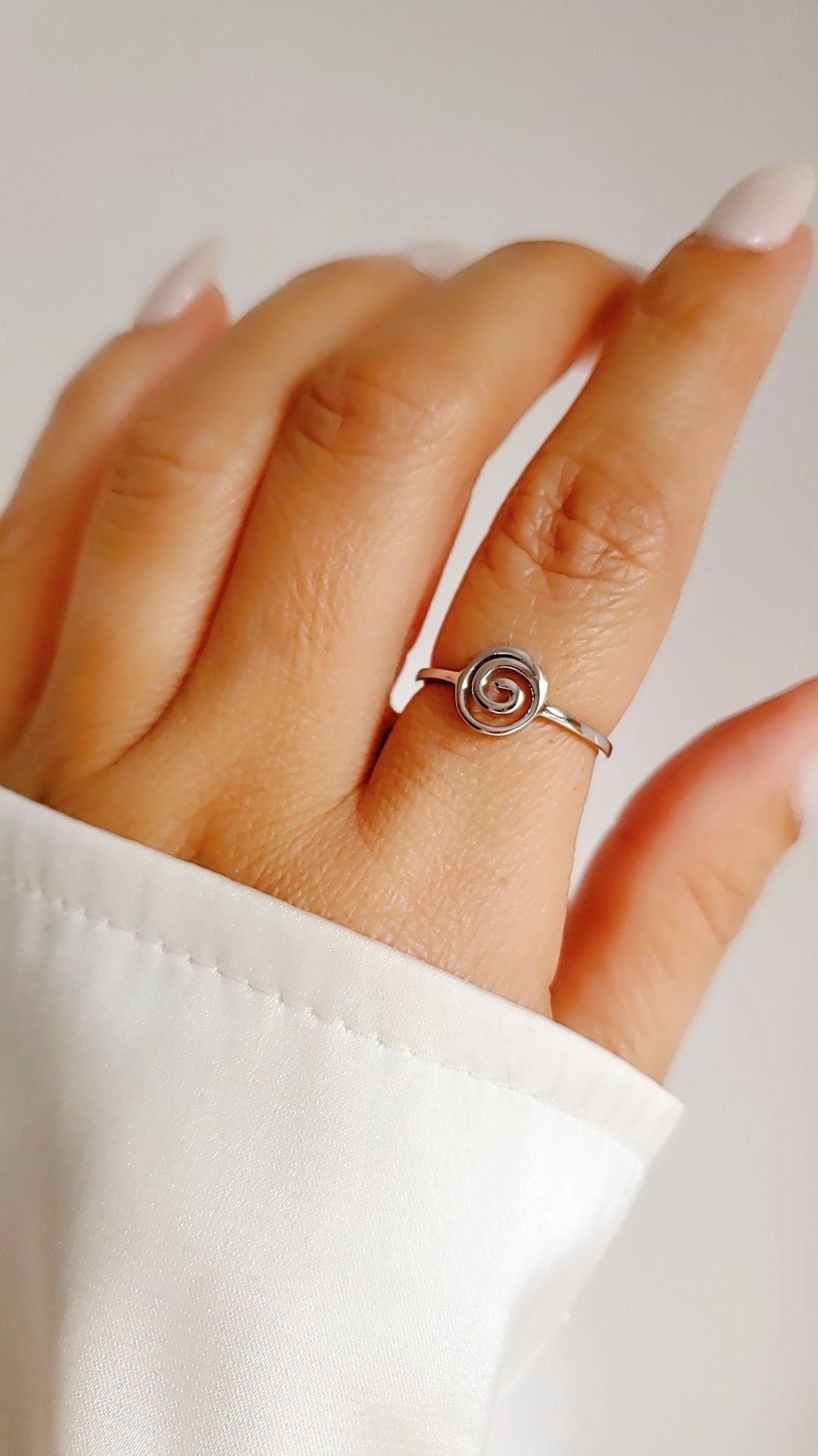 Dainty Spiral Sterling Silver Women Ring