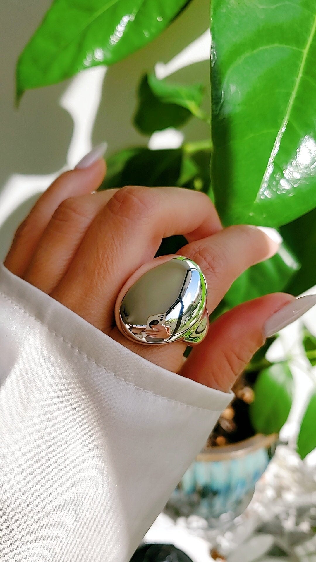 Large Bold Dome Chunky Ring – Sterling Silver