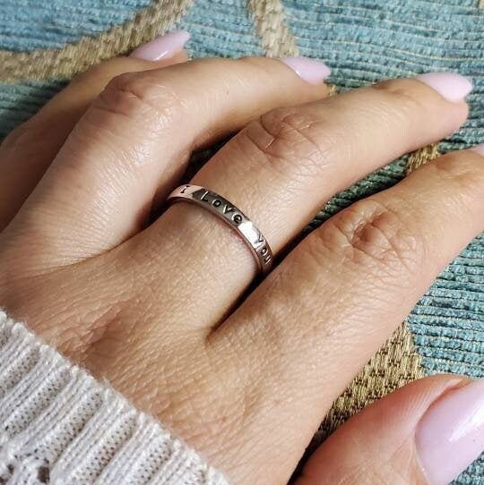 Engrave "I Love You" Solid Sterling Silver Band