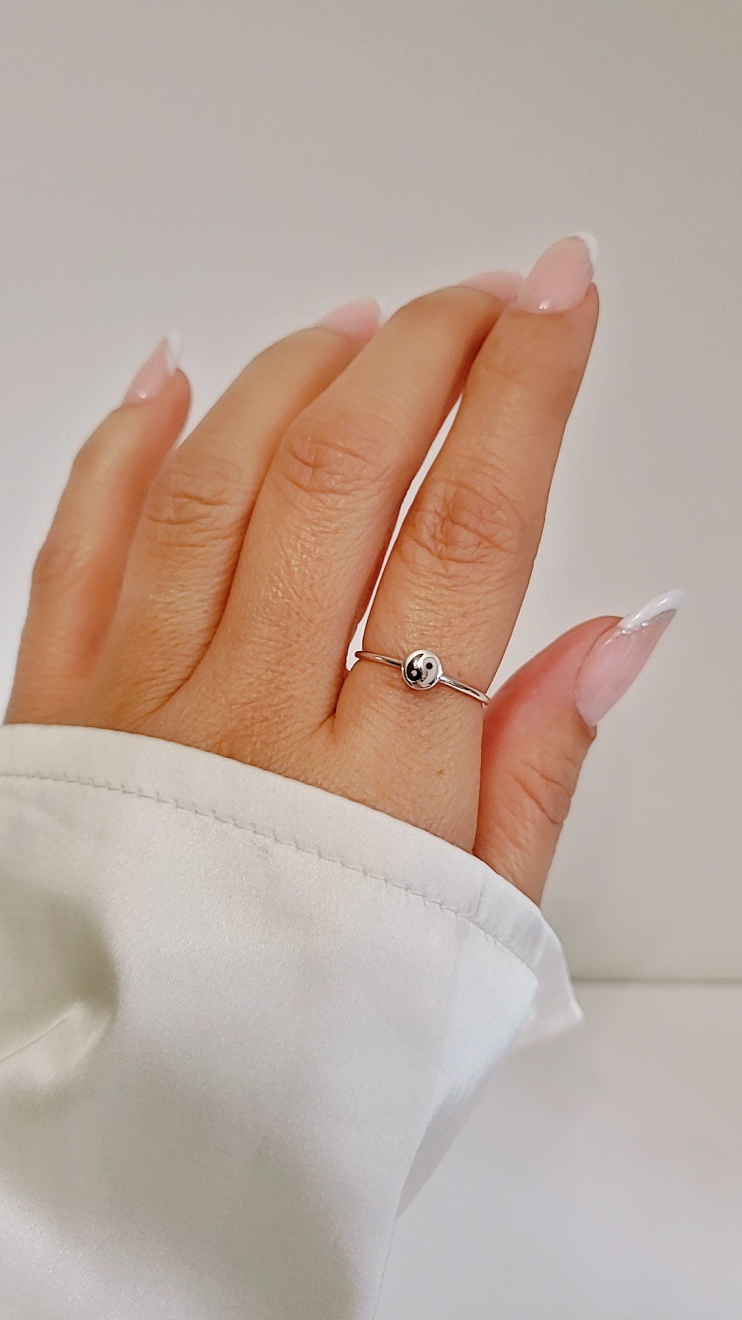 Sterling Silver Dainty Ying Yang Ring