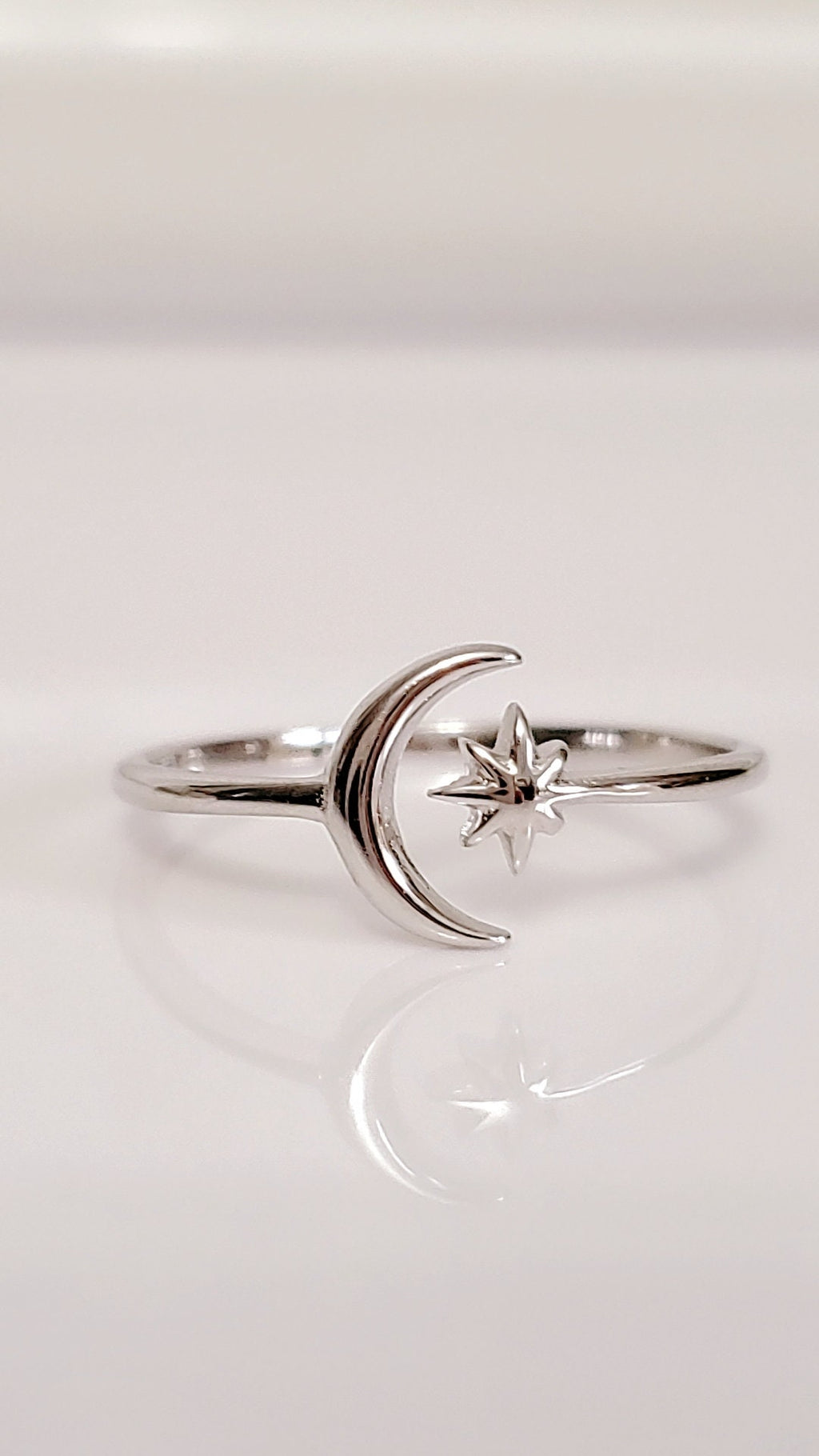 Moon Star Thin Crescent Moon Ring