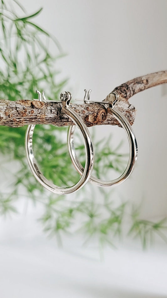 Medium Sterling Silver Hoops, Hoop Earrings for Women,
