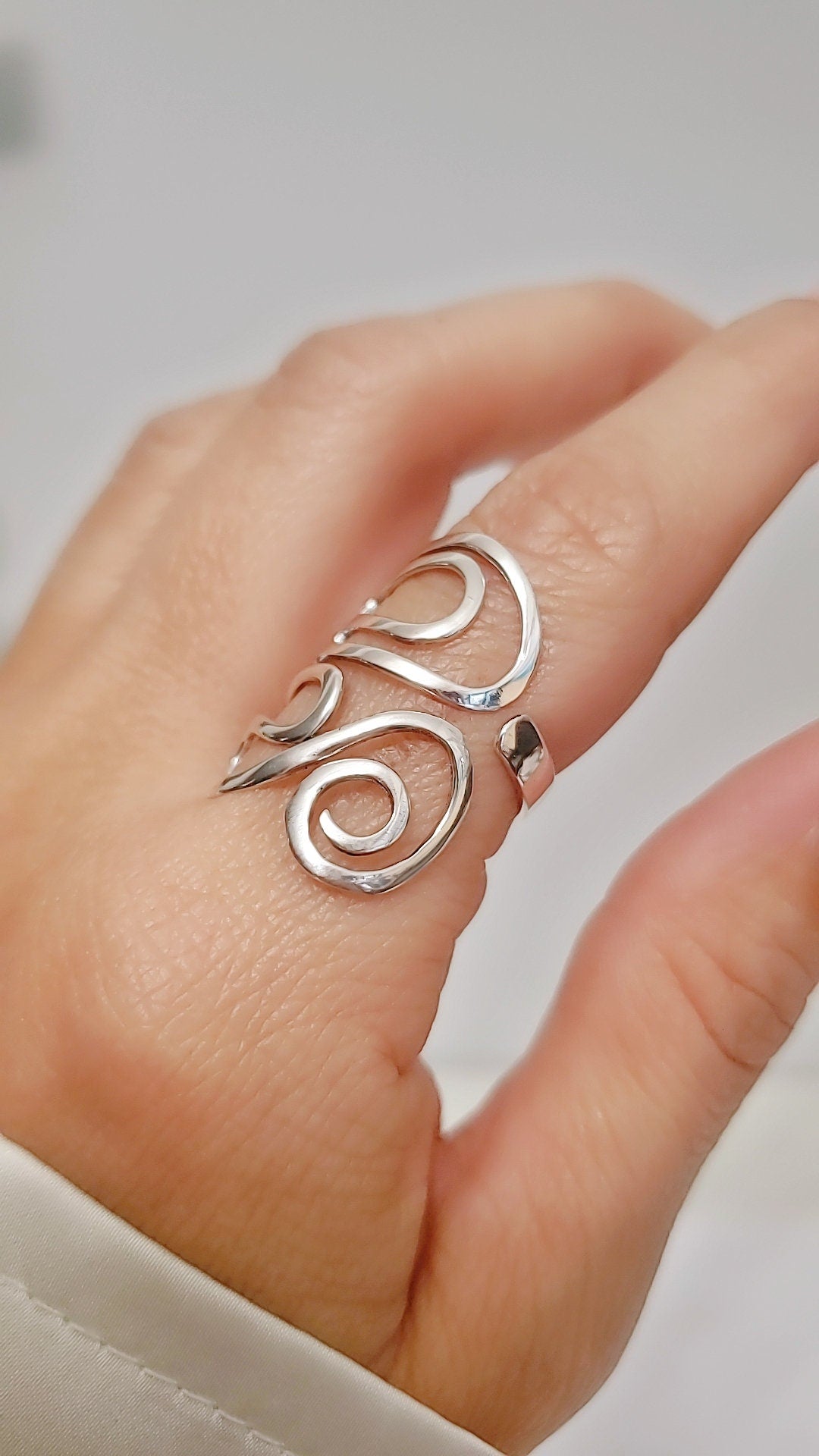 Wrap Ring, Statement Swirl Ring, Swirly Boho Ring, Bohemian Ring