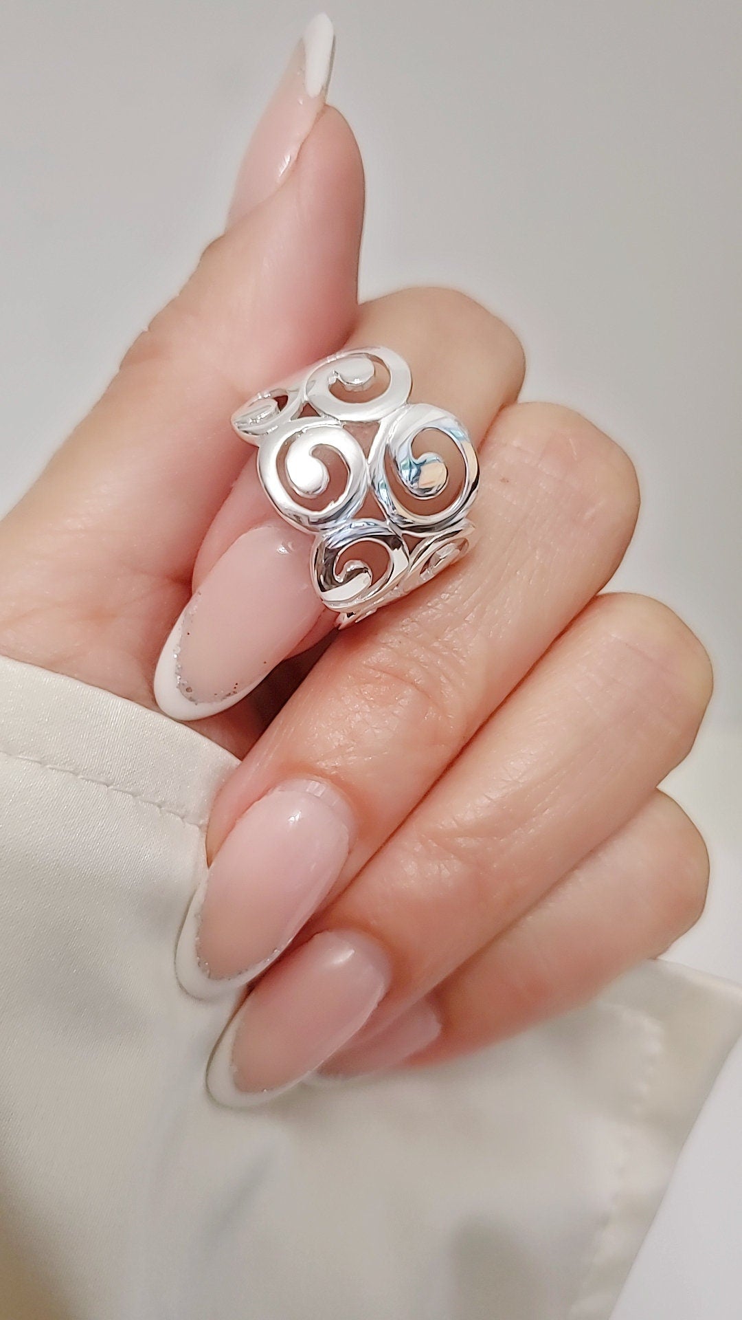 Sterling Silver Ring, Statement Circles Spiral Ring, Swirly Boho Ring, Bohemian Ring, 925 Stamped