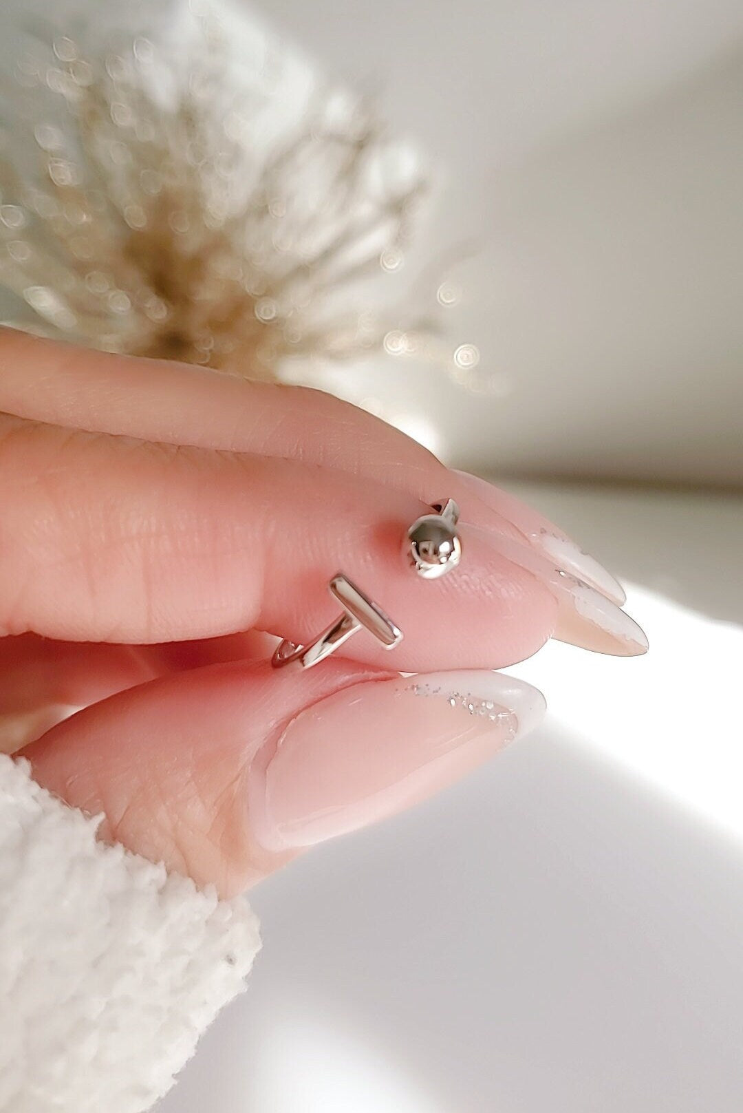 Dainty Ball Bar Ring – 925 Sterling Silver