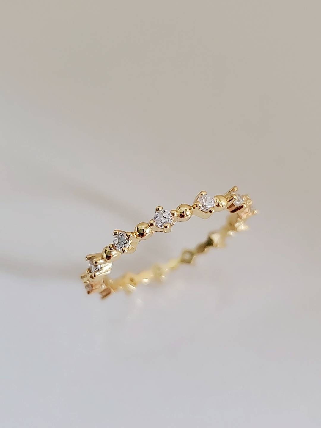 Gold Eternity Ring, Sterling Silver Women Ring