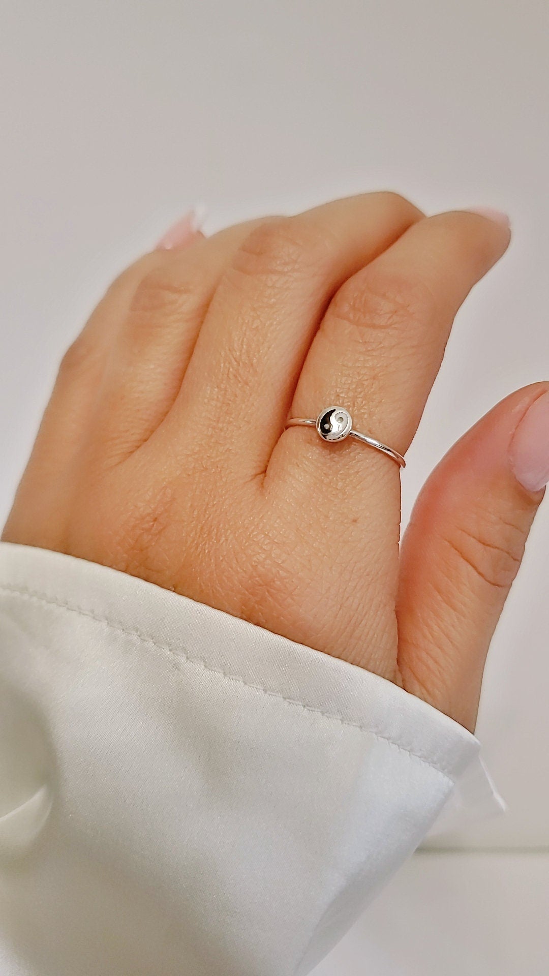 Sterling Silver Dainty Ying Yang Ring