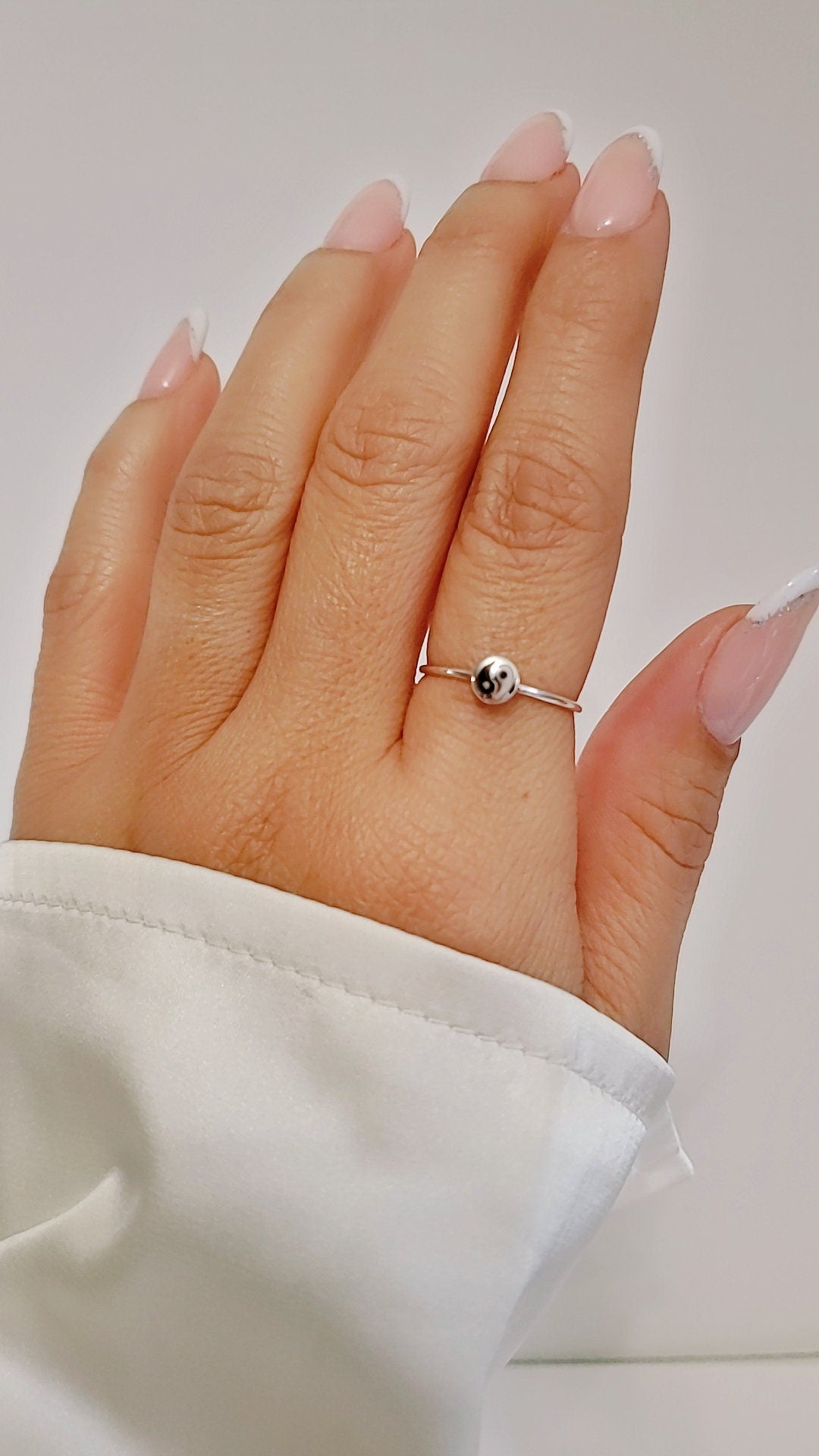 Sterling Silver Dainty Ying Yang Ring