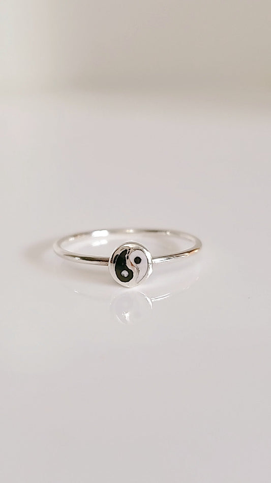 Sterling Silver Dainty Ying Yang Ring