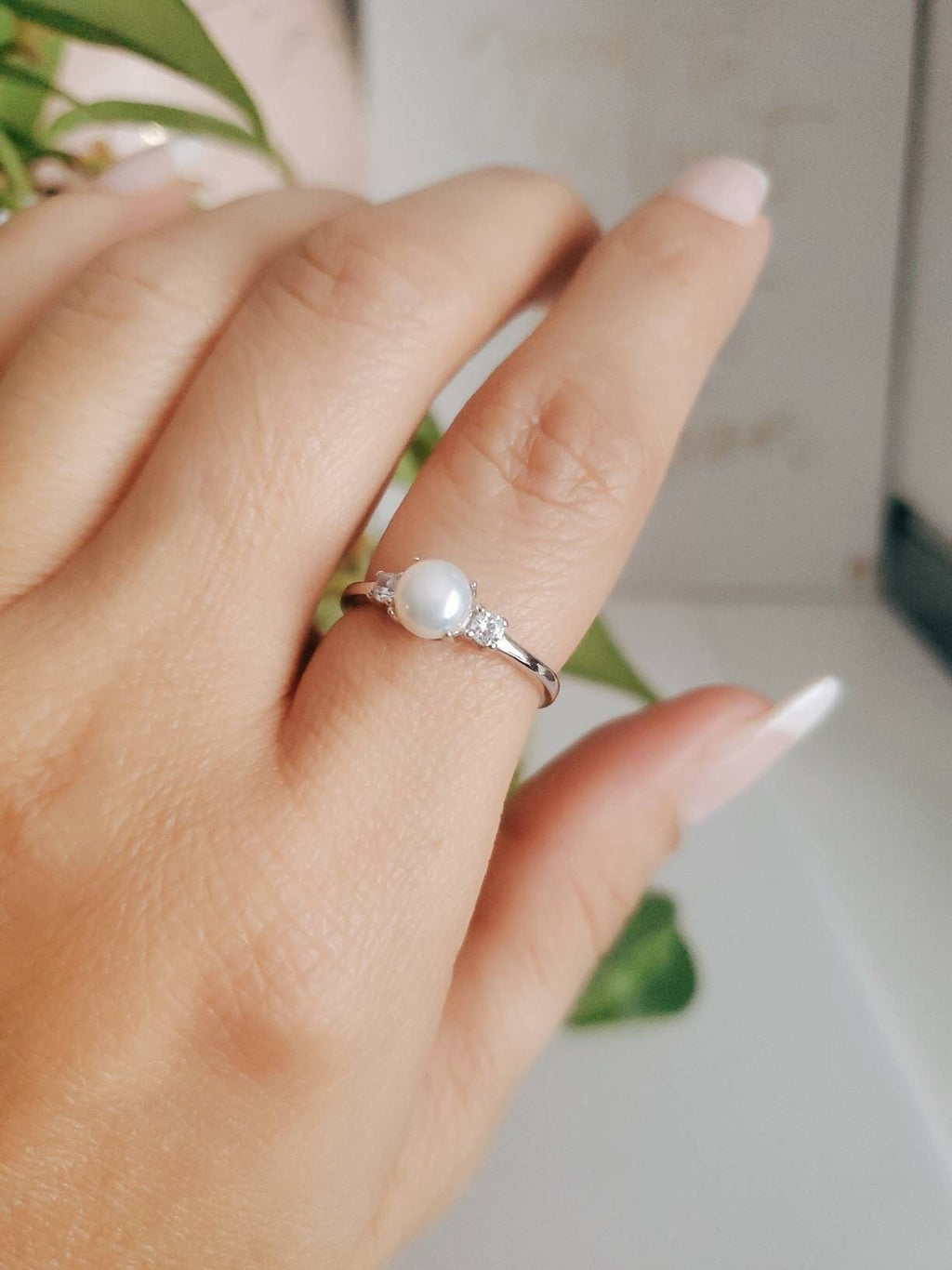 Fresh Water Pearl Wedding Ring – 925 Sterling Silver
