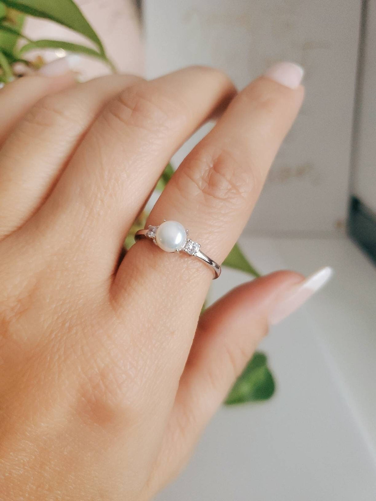 Fresh Water Pearl Wedding Ring – 925 Sterling Silver