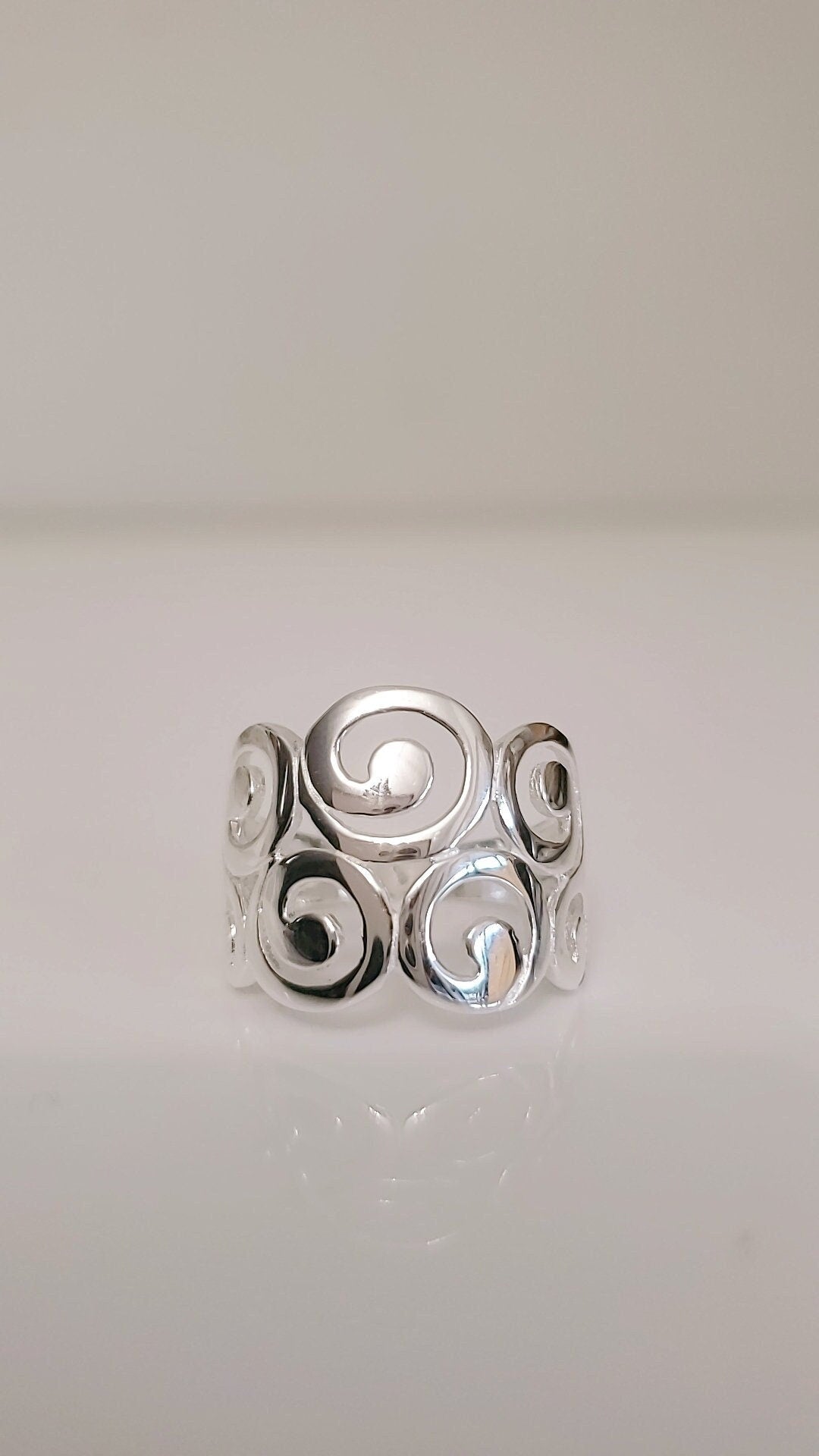 Sterling Silver Ring, Statement Circles Spiral Ring, Swirly Boho Ring, Bohemian Ring, 925 Stamped