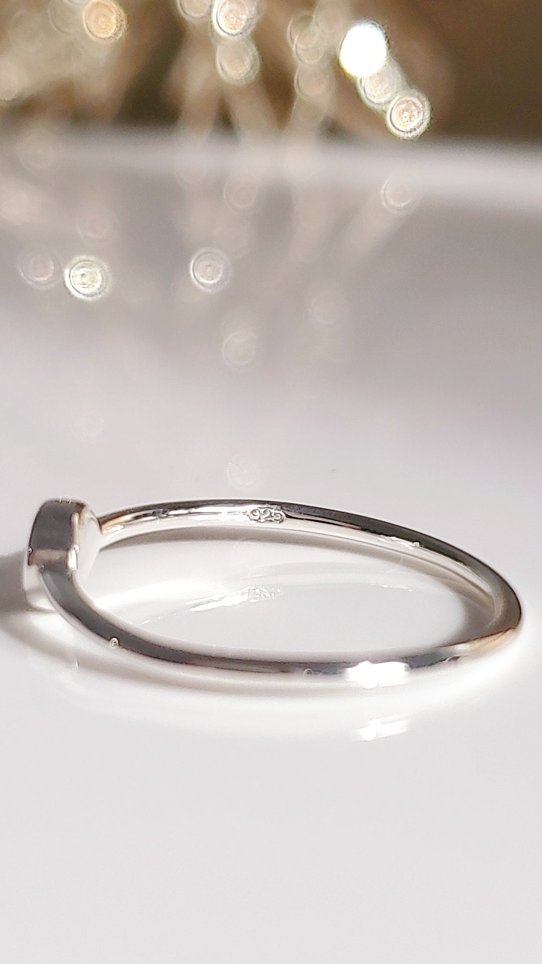 Sterling Silver Dainty Ocean Crescent Moon Ring