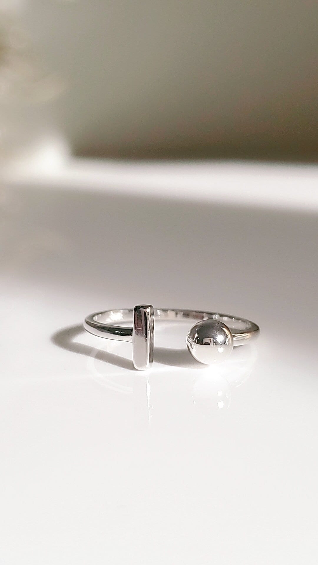 Dainty Ball Bar Ring – 925 Sterling Silver