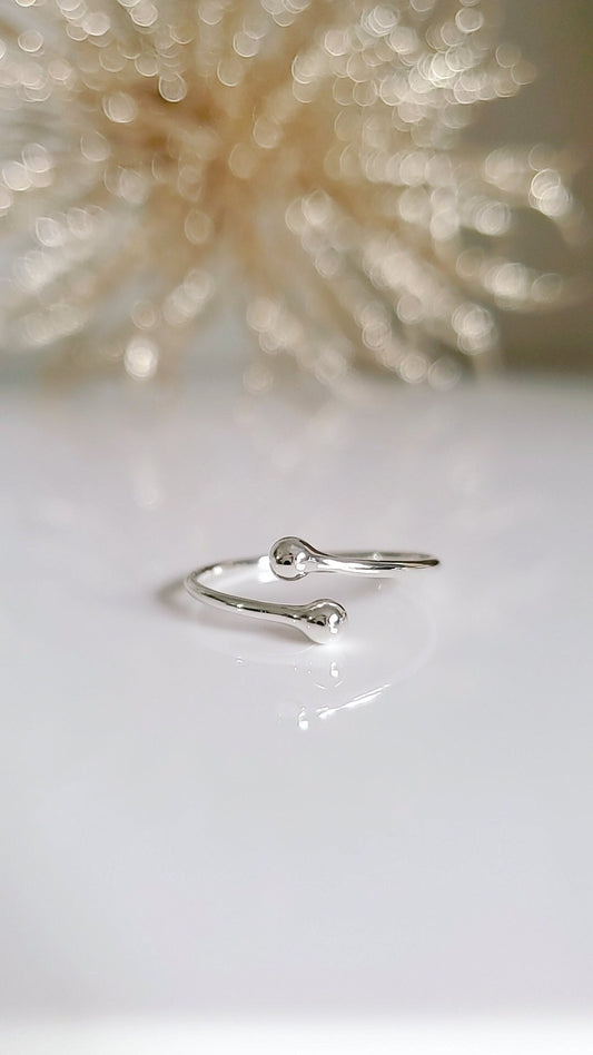 Sterling Silver Dainty Ball Ring, Tiny Wraparound Ring,  925 Minimalist Ring, Women Adjustable Simple Ring, 925 Stamped, Stack Ring