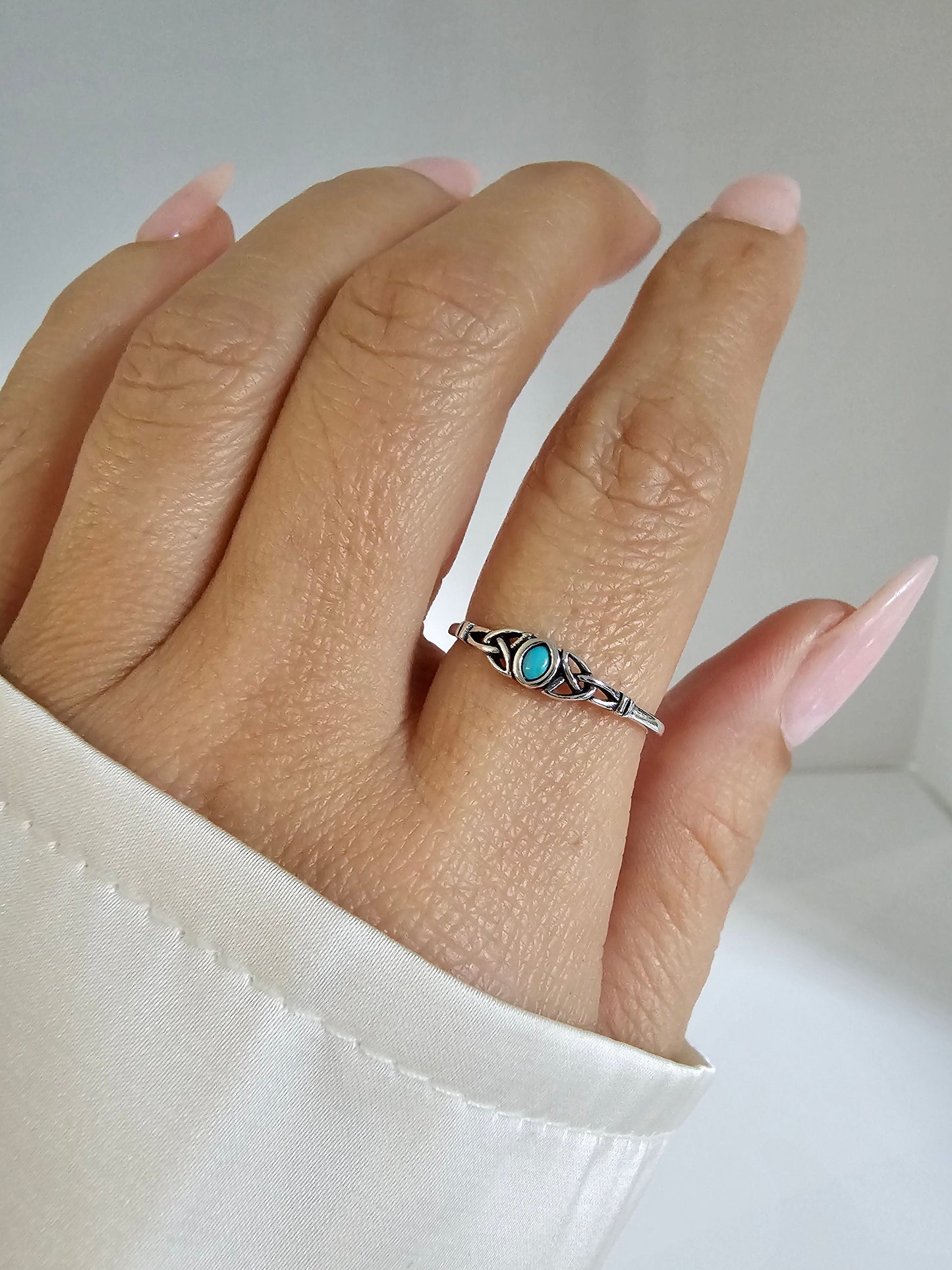 Turquoise Celtic Tiny Dainty Turquoise Ring