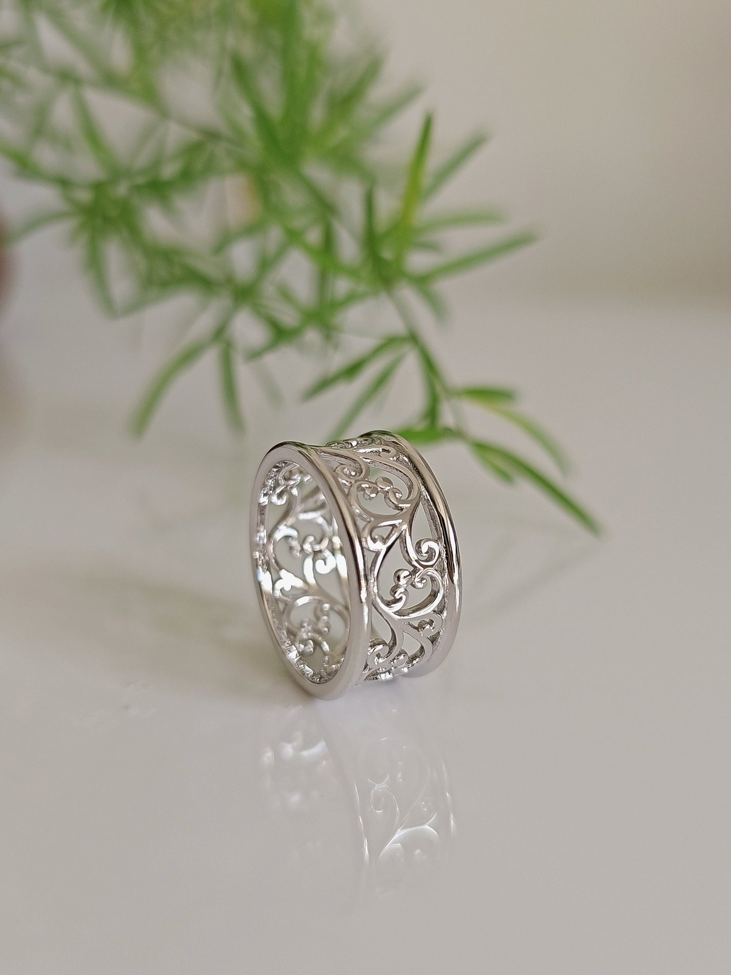 Sterling Silver Vines Ring, 925 Silver Women's Band, 925 Stamped, Spiral Ring, Bali Bohemian Boho Thumb Ring, size 3-13