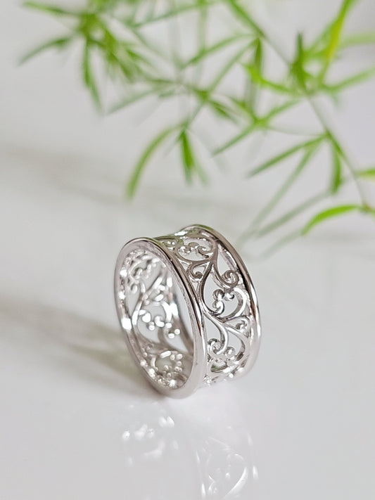 Sterling Silver Vines Ring, 925 Silver Women's Band, 925 Stamped, Spiral Ring, Bali Bohemian Boho Thumb Ring, size 3-13