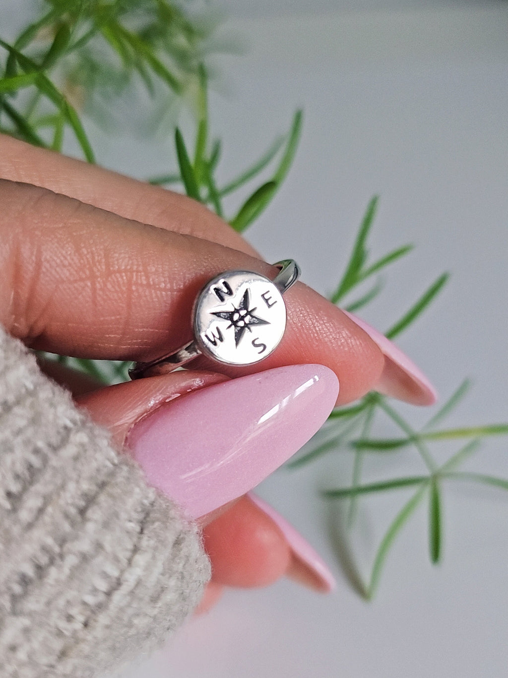 Nautical Compass Pinky Ring – 925 Sterling Silver