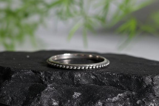Dainty Sterling Silver Bali Bead Ring