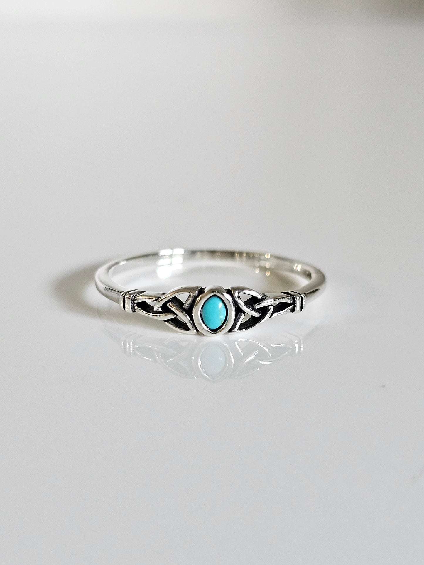 Turquoise Celtic Tiny Dainty Turquoise Ring