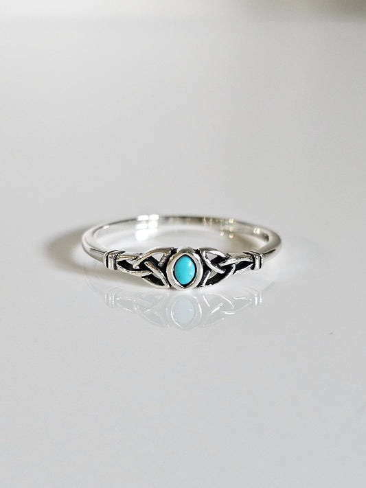 Turquoise Celtic Tiny Dainty Turquoise Ring