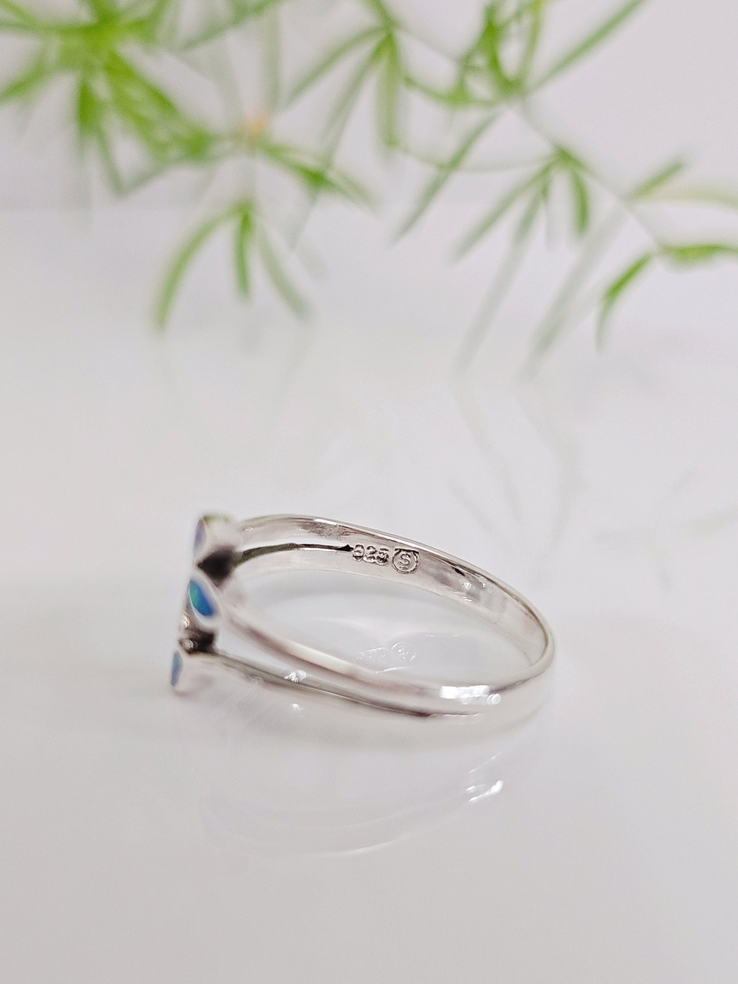 Blue Opal Leaf Ring