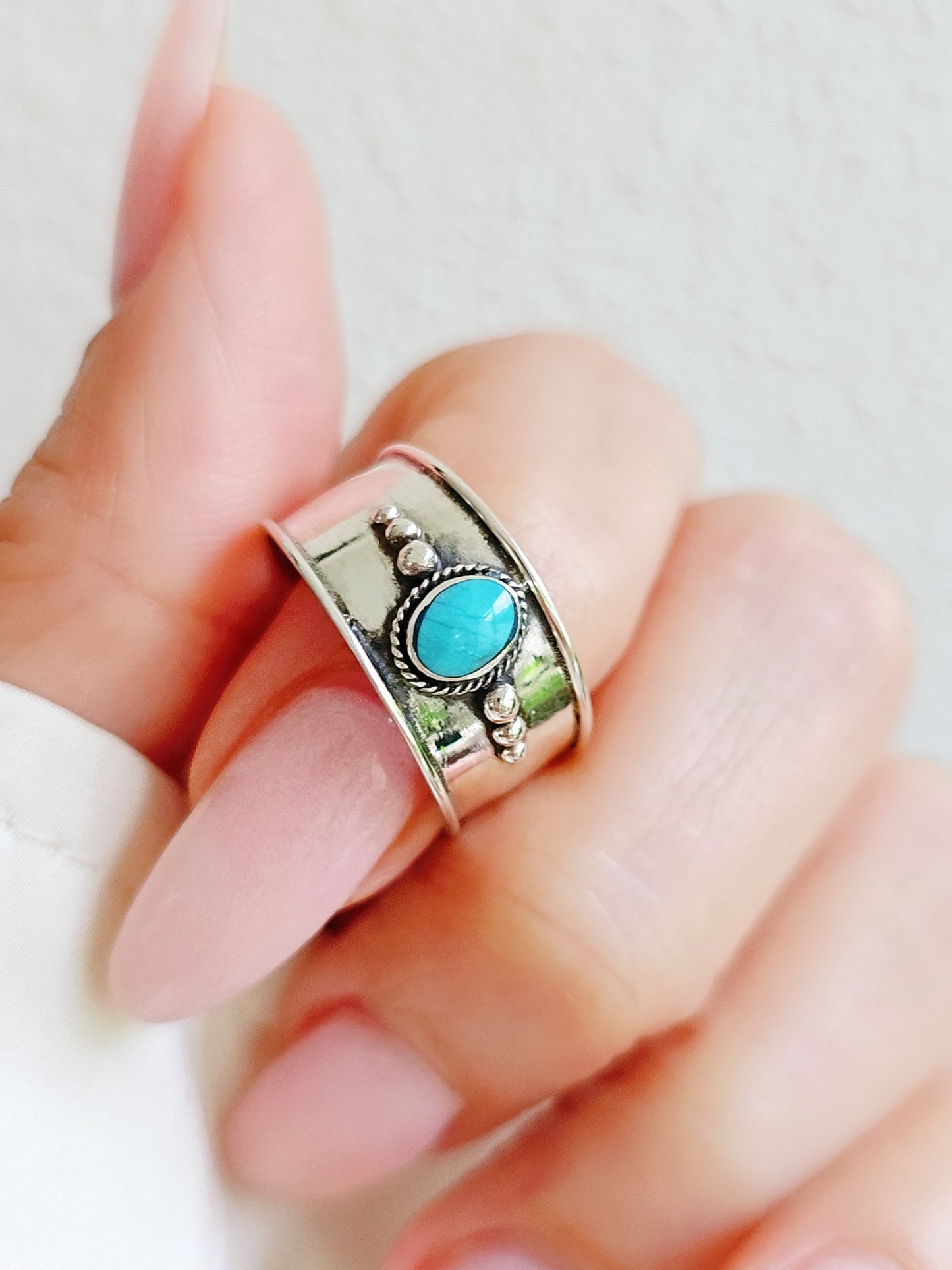 Beaded Bali Turquoise Ring