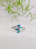 Blue Opal Leaf Ring