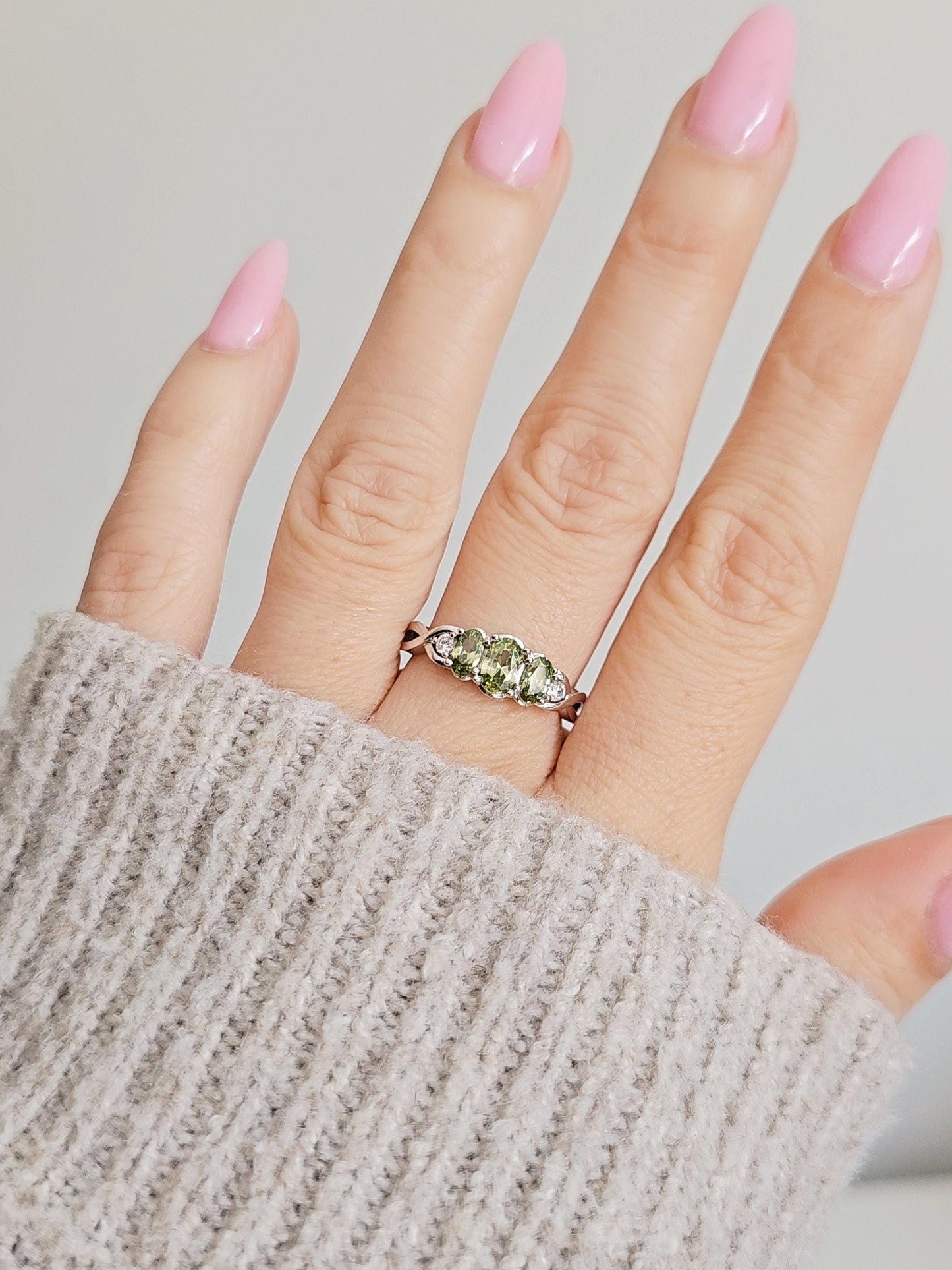 Sterling Silver Peridot Ring, Sterling Silver Ring, Cab Gemstone, Natural Stone Ring, Statement Ring ~ Bridal ~ Wedding ~ Boho Jewelry