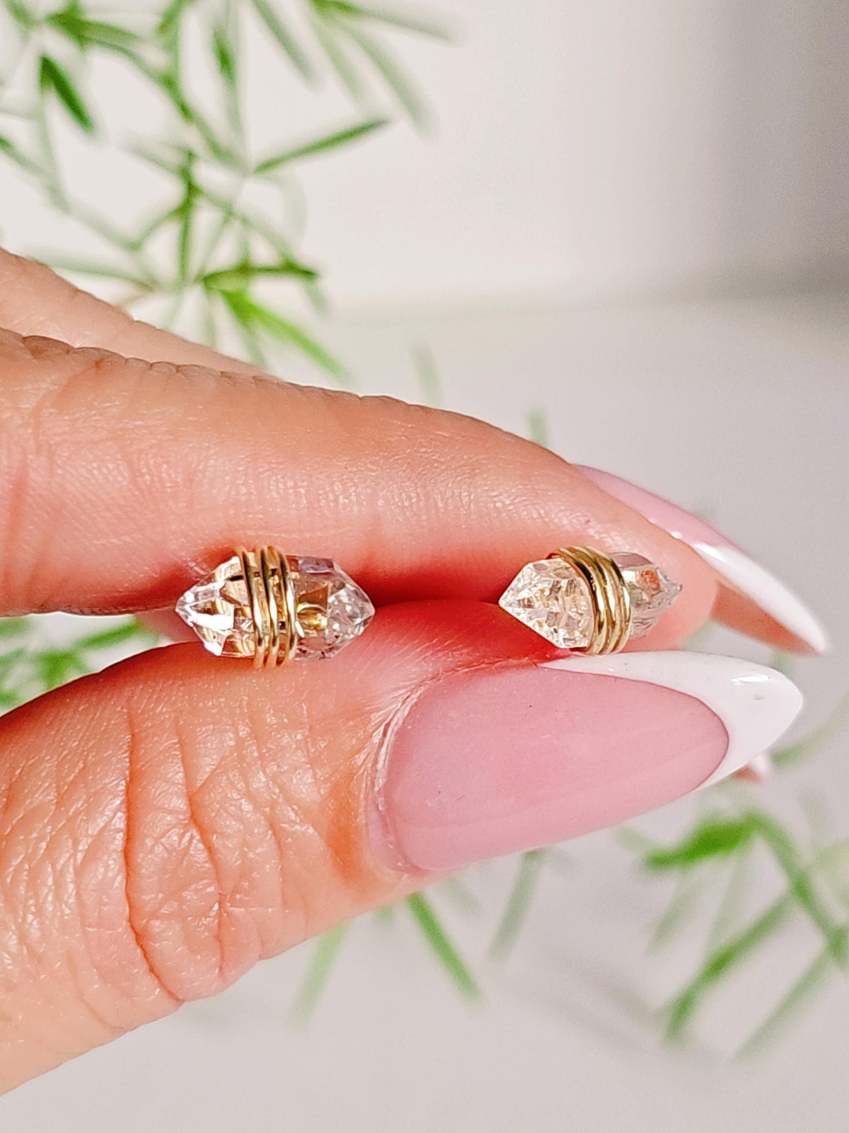 Wrap Herkimer Diamond Quartz Earrings