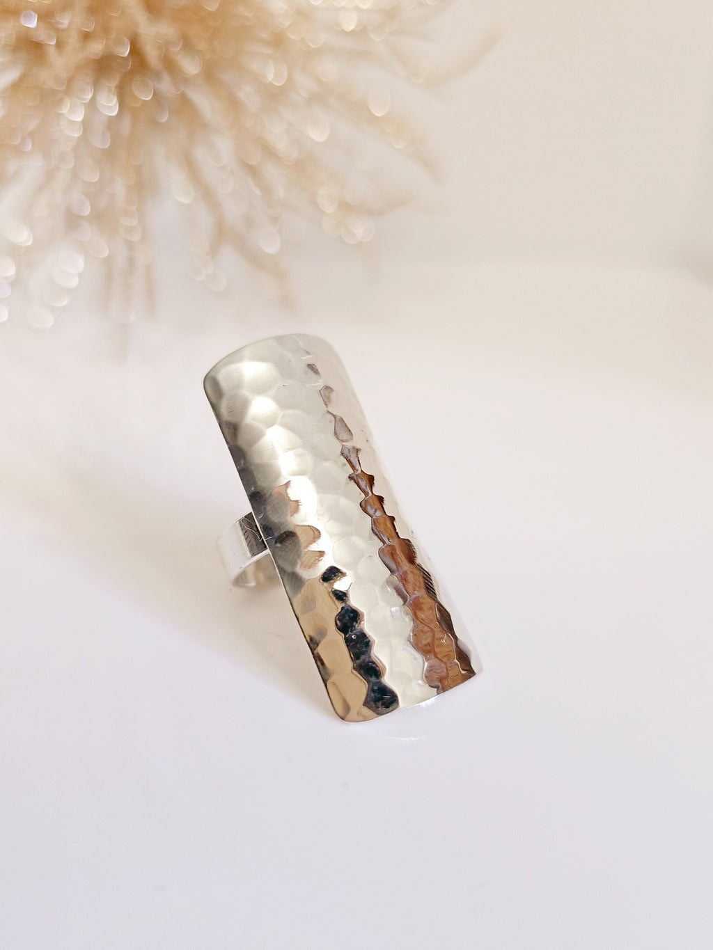 Hammered Shield Statement Ring – 925 Sterling Silver