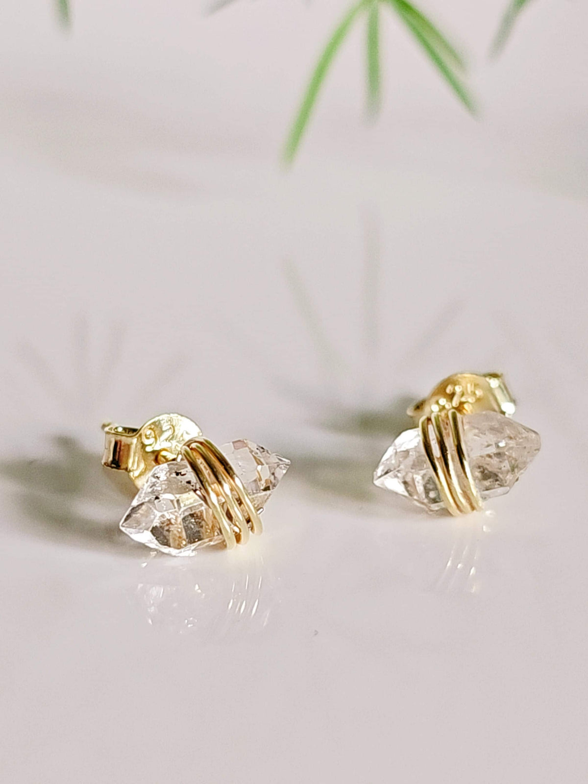 Wrap Herkimer Diamond Quartz Earrings