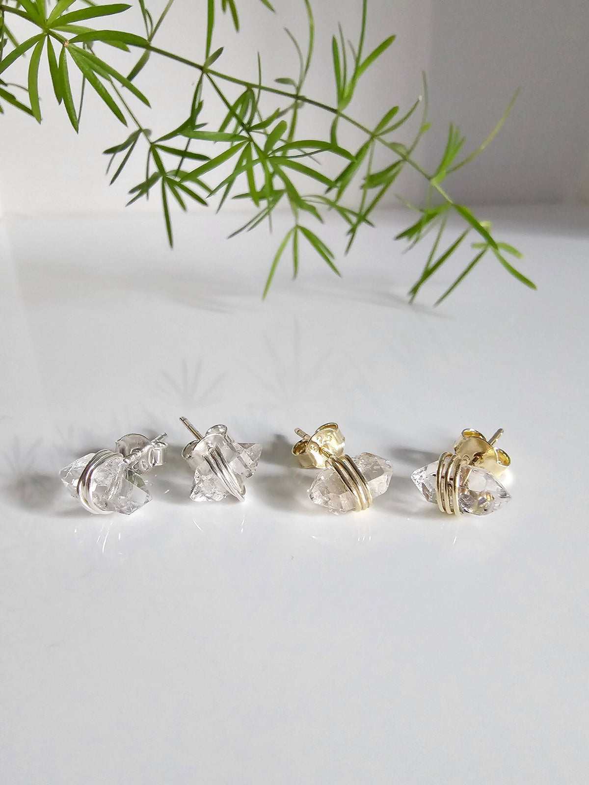 Wrap Herkimer Diamond Quartz Earrings