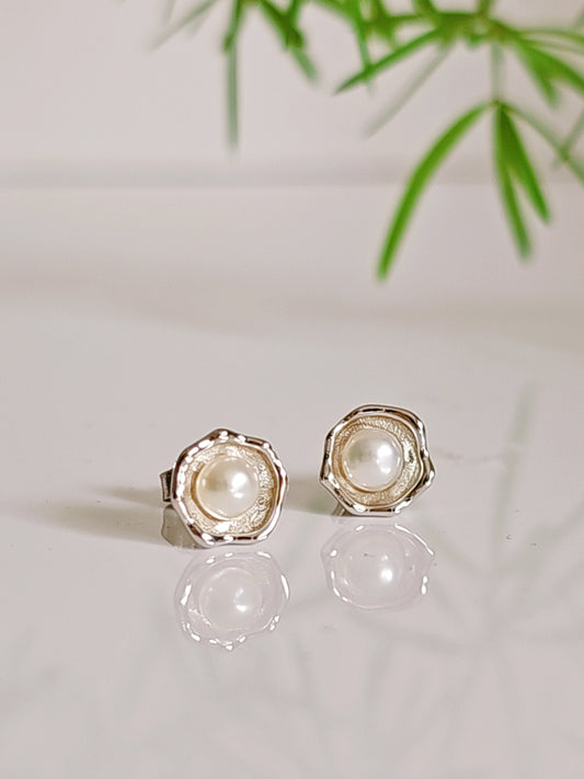 Sterling Silver Dainty Pearl Earrings