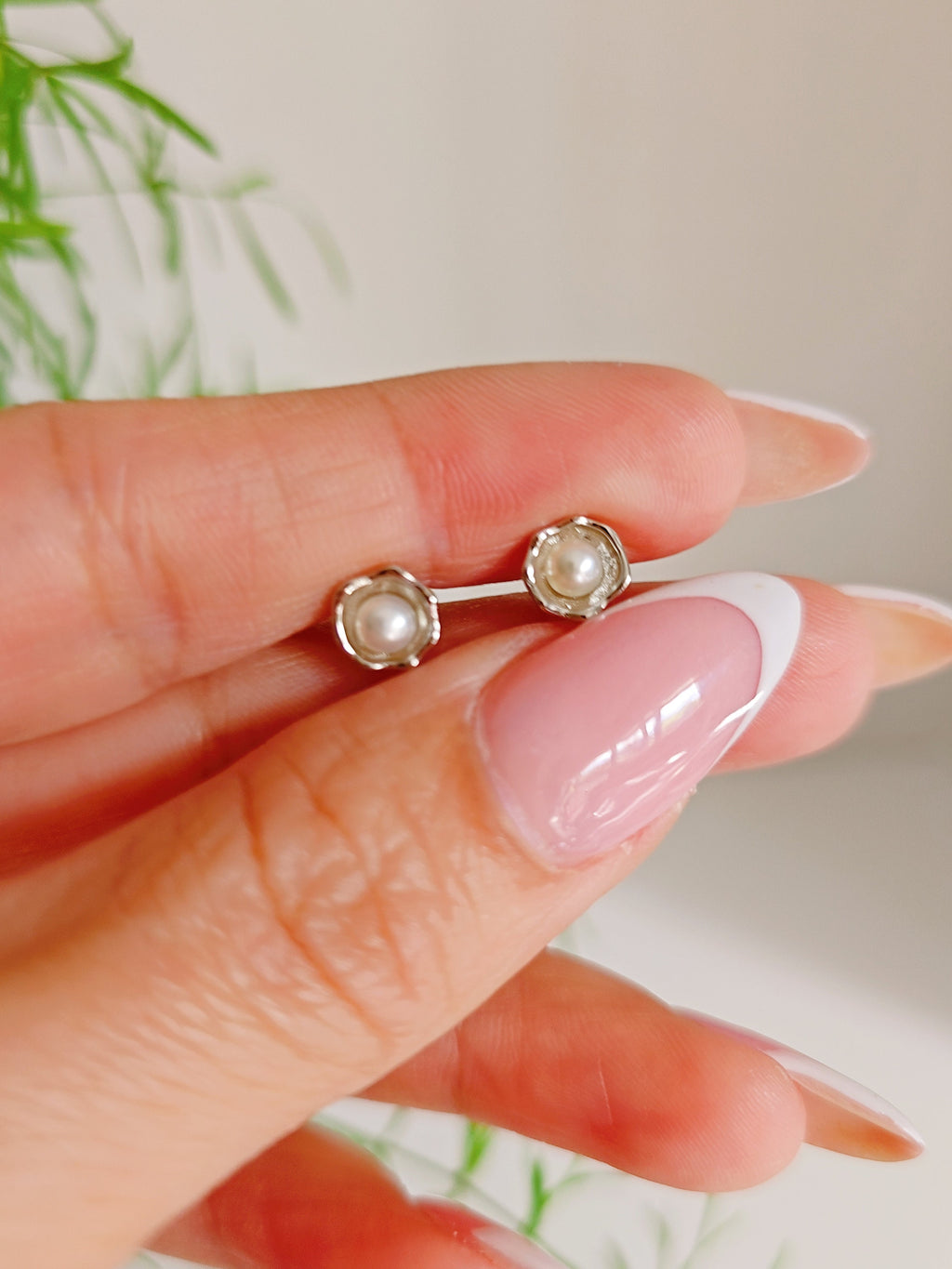 Sterling Silver Dainty Pearl Earrings