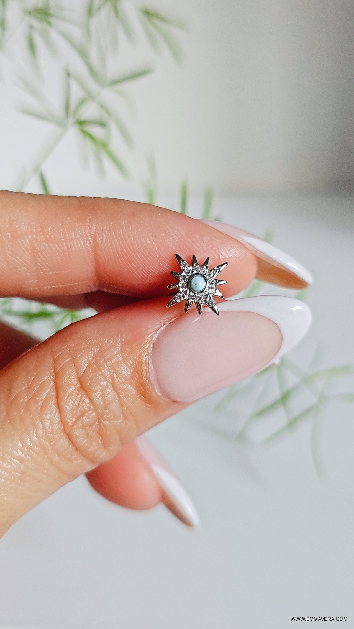 Natural Larimar Studs Earrings – 925 Sterling Silver