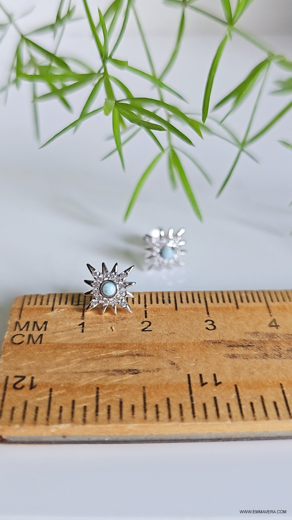 Natural Larimar Studs Earrings – 925 Sterling Silver