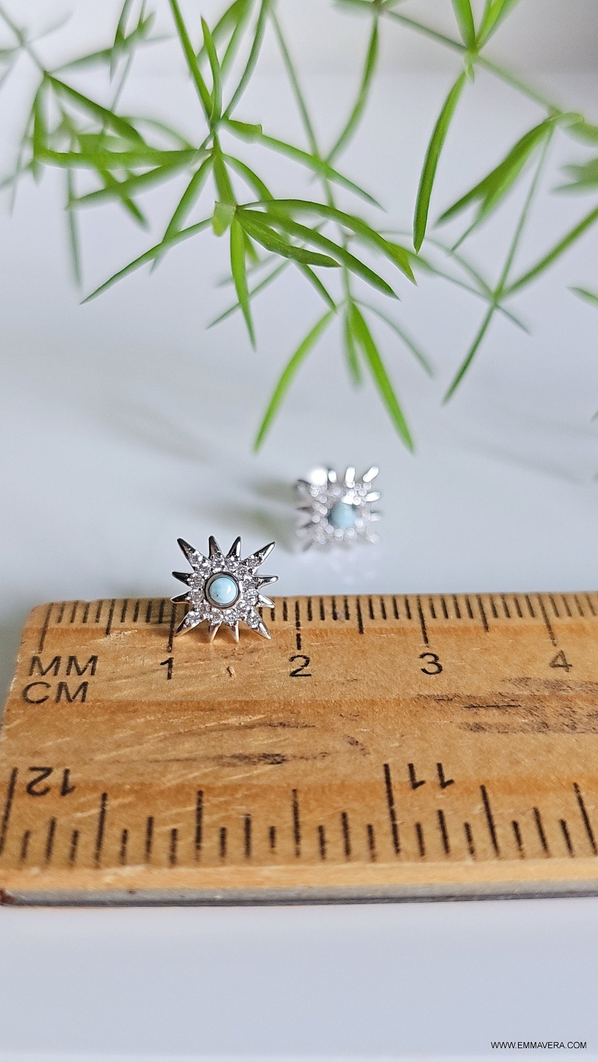 Natural Larimar Studs Earrings – 925 Sterling Silver
