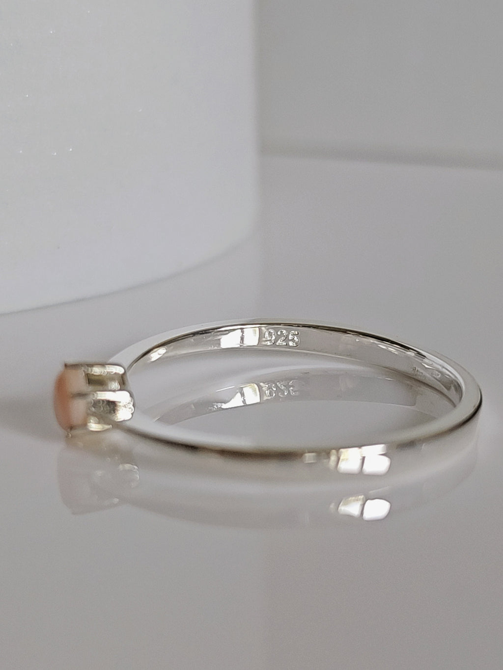 Pink Mother of Pearl Wedding Ring – 925 Sterling Silver