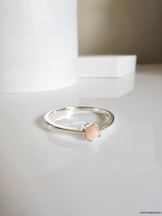 Sterling Silver Pink Mother of Pearl Ring, Women Ring, Solitaire Ring, Engagement Ring, Promise Wedding Ring, 925 Stamped, Sizes 4-12