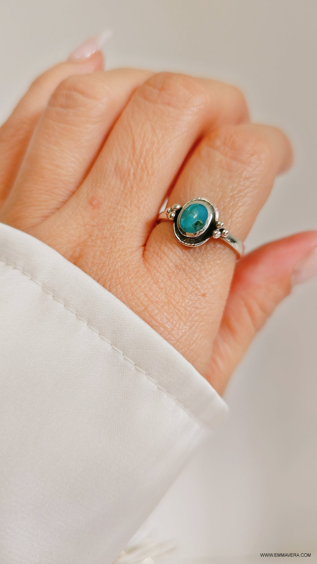 Bali Beaded Turquoise Ring – 925 Sterling Silver