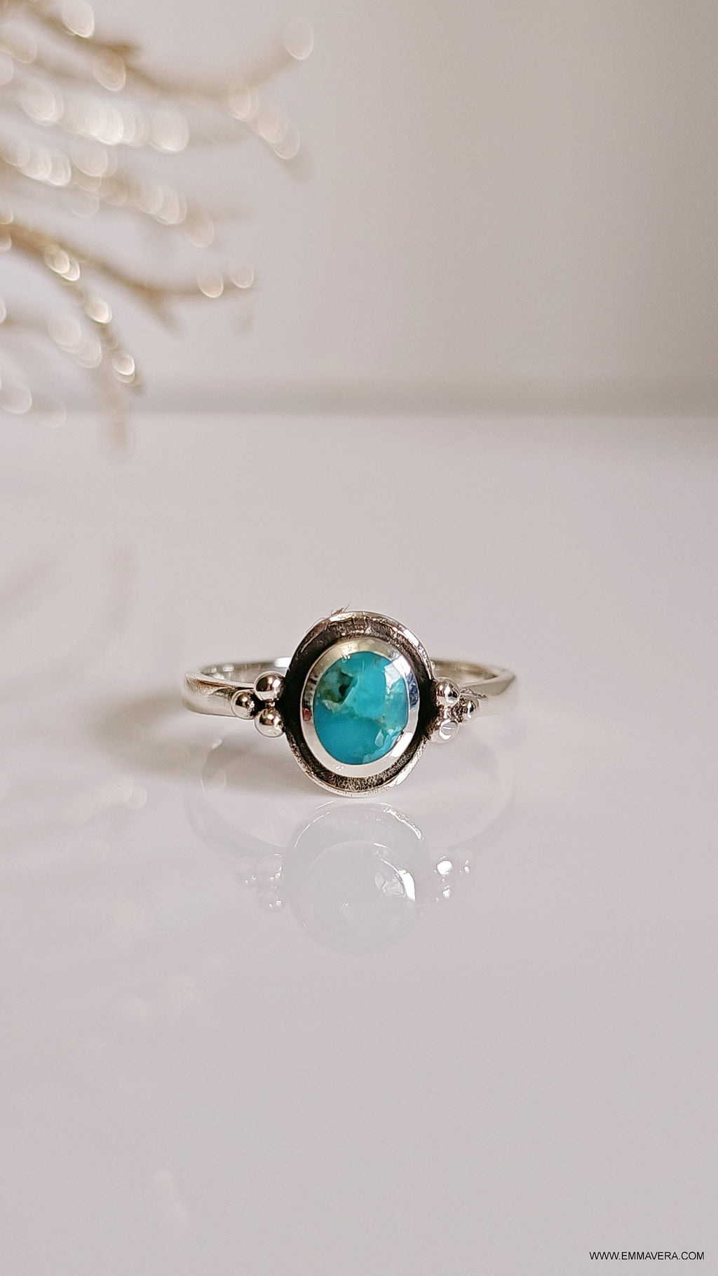 Bali Beaded Turquoise Ring – 925 Sterling Silver